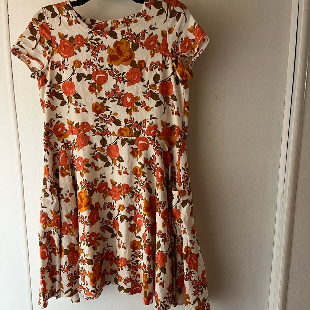 Anthropology Vignette Linen  Floral  Mini Dress Size 16Y